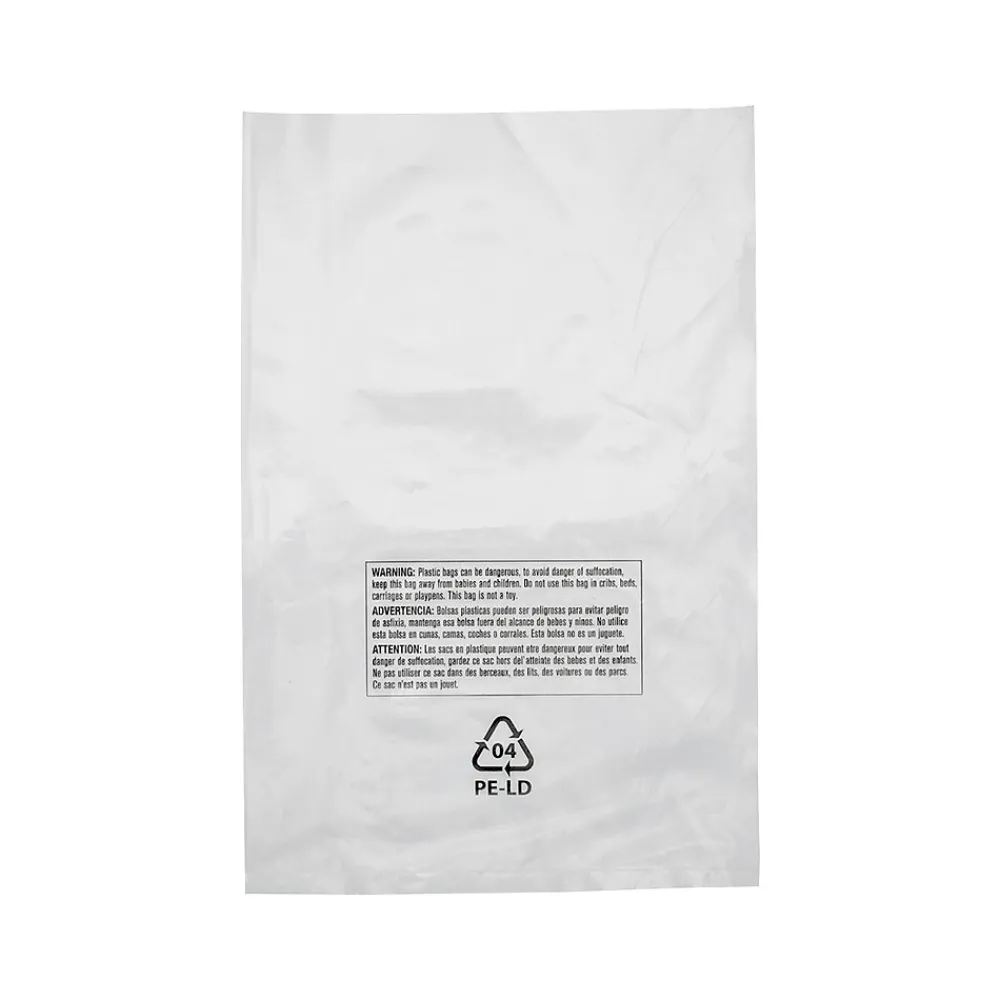 Outlet Laddawn 18" x 30" Suffocation Warning Layflat Poly Bags, 2 Mil, Clear, 500/Carton (16140)