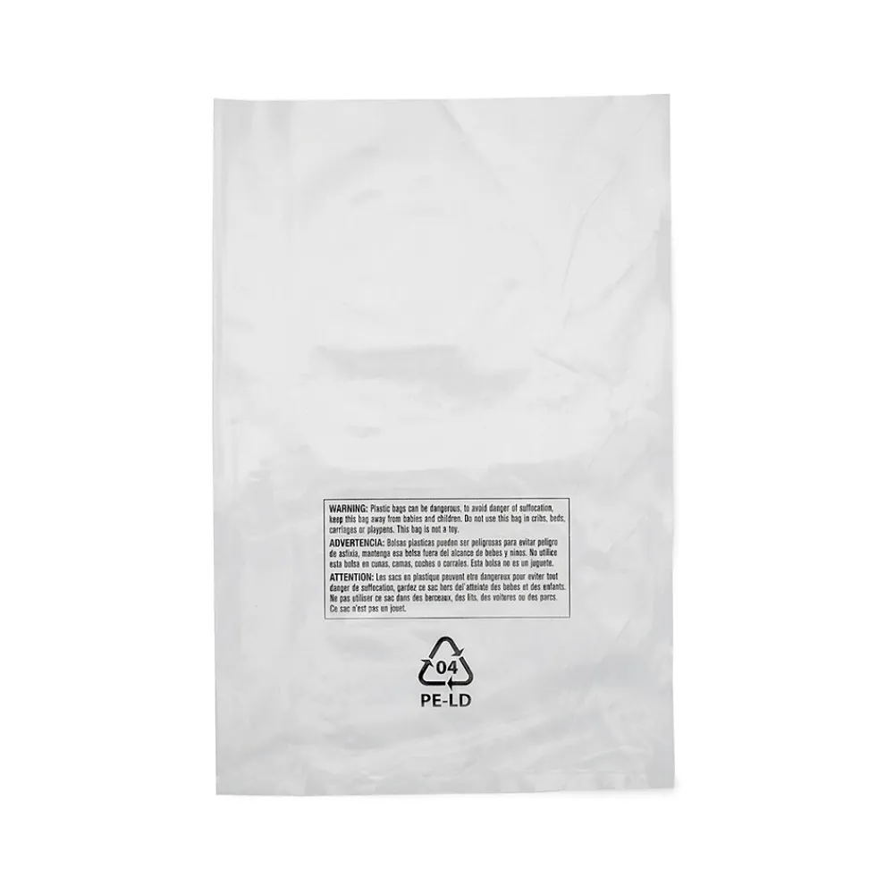 Laddawn 9" x 12" Suffocation Warning Layflat Poly Bags, 2 Mil, Clear, 1000/Carton (16110)