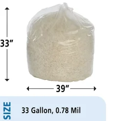 33 Gallon Industrial Trash Bag, 33" x 39", Low Density, 0.7 mil, Clear, 125 Bags/Box (8105011839768)<AbilityOne Sale