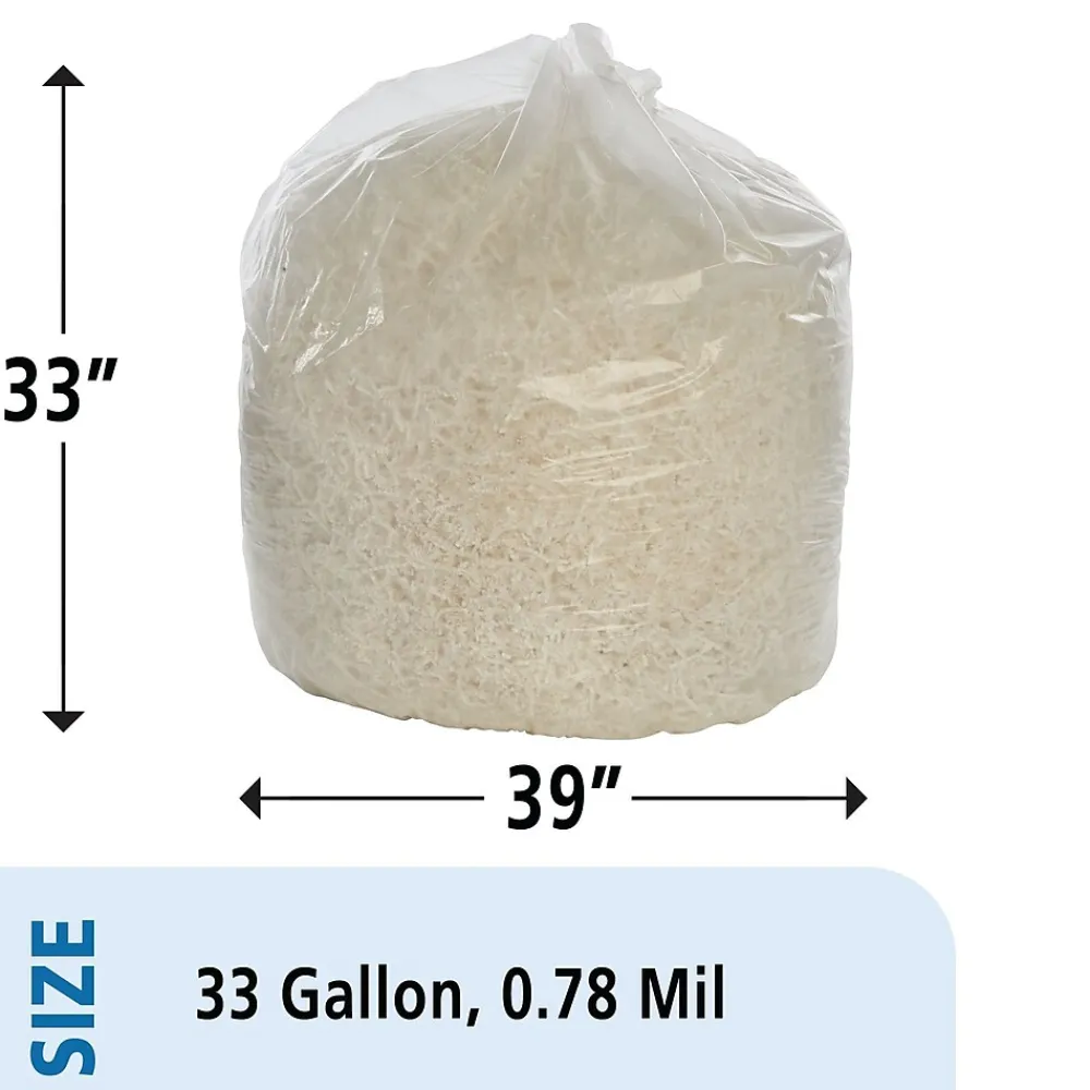 33 Gallon Industrial Trash Bag, 33" x 39", Low Density, 0.7 mil, Clear, 125 Bags/Box (8105011839768)<AbilityOne Sale
