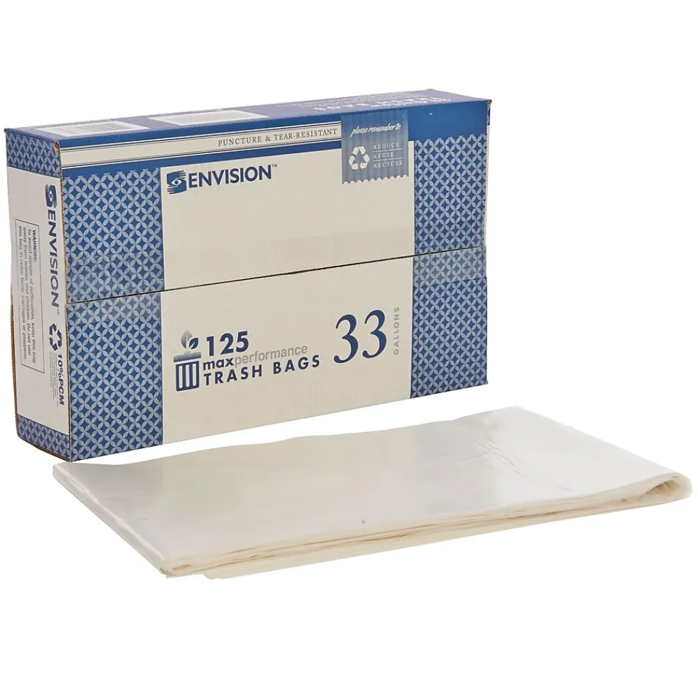 33 Gallon Industrial Trash Bag, 33" x 39", Low Density, 0.7 mil, Clear, 125 Bags/Box (8105011839768)<AbilityOne Sale