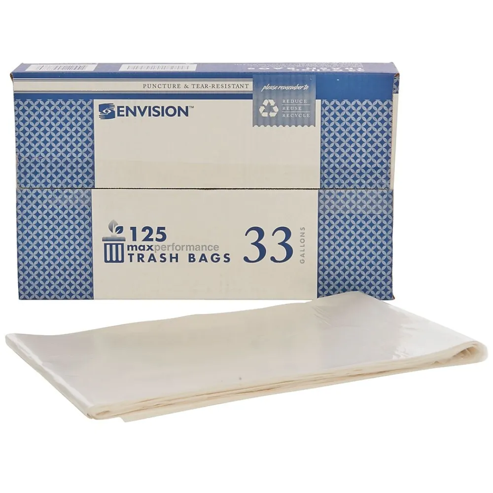 33 Gallon Industrial Trash Bag, 33" x 39", Low Density, 0.7 mil, Clear, 125 Bags/Box (8105011839768)<AbilityOne Sale