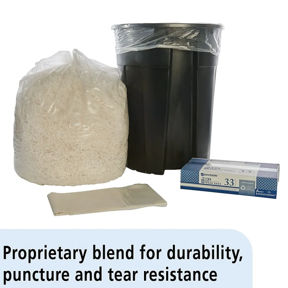 33 Gallon Industrial Trash Bag, 33" x 39", Low Density, 0.7 mil, Clear, 125 Bags/Box (8105011839768)<AbilityOne Sale