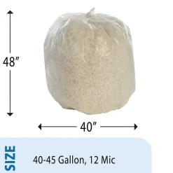 HDPE ProPerformance 40-45 Gallon Industrial Trash Bag, 40"x48", High Density, 12 mic, Natural, 250 Bags/BX, 10 Rolls<AbilityOne Discount