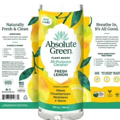 Natural All-Purpose Cleaner, Fresh Lemon Scent, 25 Fl Oz., 6/Carton (AG2-ST-6)<Absolute Green Sale