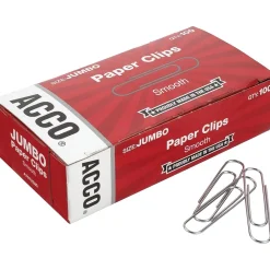 Clips & Fasteners|ACCO Economy Paper Clips, Jumbo, Silver, 100/Box (A7072580)
