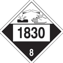 Accuform 4-Digit DOT Placard, "1830" Hazard Class 8 , 10.75" x 10.75", Adhesive Vinyl, 25/Pack (MPL781VS25)