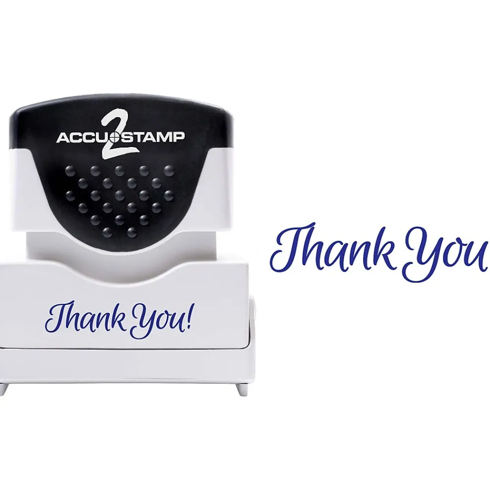 Stamps & Stamp Pads|Accu-Stamp 2 Pre-Inked Stamp, "Thank You!", Blue Ink (035630)