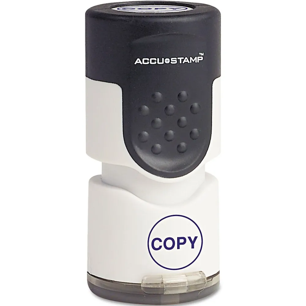 Stamps & Stamp Pads|Accu-Stamp Pre-Inked Round Stamp, COPY, 5/8" Diameter Impression, Blue (035653)