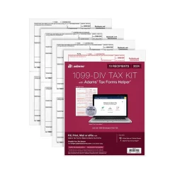 Tax Forms*Adams 2024 1099-DIV Tax Form with Access to Tax Forms Helper, 4-Part, 2-Up, Copy A, 1, B, 2, 10/Pack (STAX5DV-24)