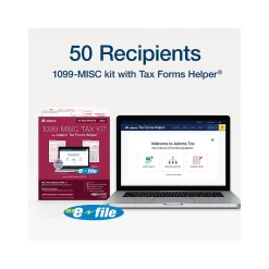 Tax Forms*Adams 2024 1099-MISC Tax Form with e-files and Access to Tax Forms Helper, 4-Part, 2-Up, Copy A, 1, B, 2, 50/Pack