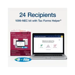 Tax Forms*Adams 2024 1099-NEC Tax Form with e-files and Access to Tax Forms Helper, 4-Part, 3-Up, Copy A, 1, B, 2, 24/Pack