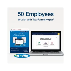 Tax Forms*Adams 2024 W-2 Tax Form with W-3 Forms and Access to Tax Forms Helper, 6-Part, 2-Up, Copy A, 1, B, C, 2, D, 50/Pack