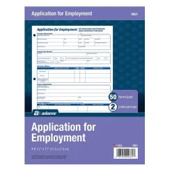 Hr Forms*Adams Employment Applications, 50/Pad, 2 Pads/Pack (ABF 9661)