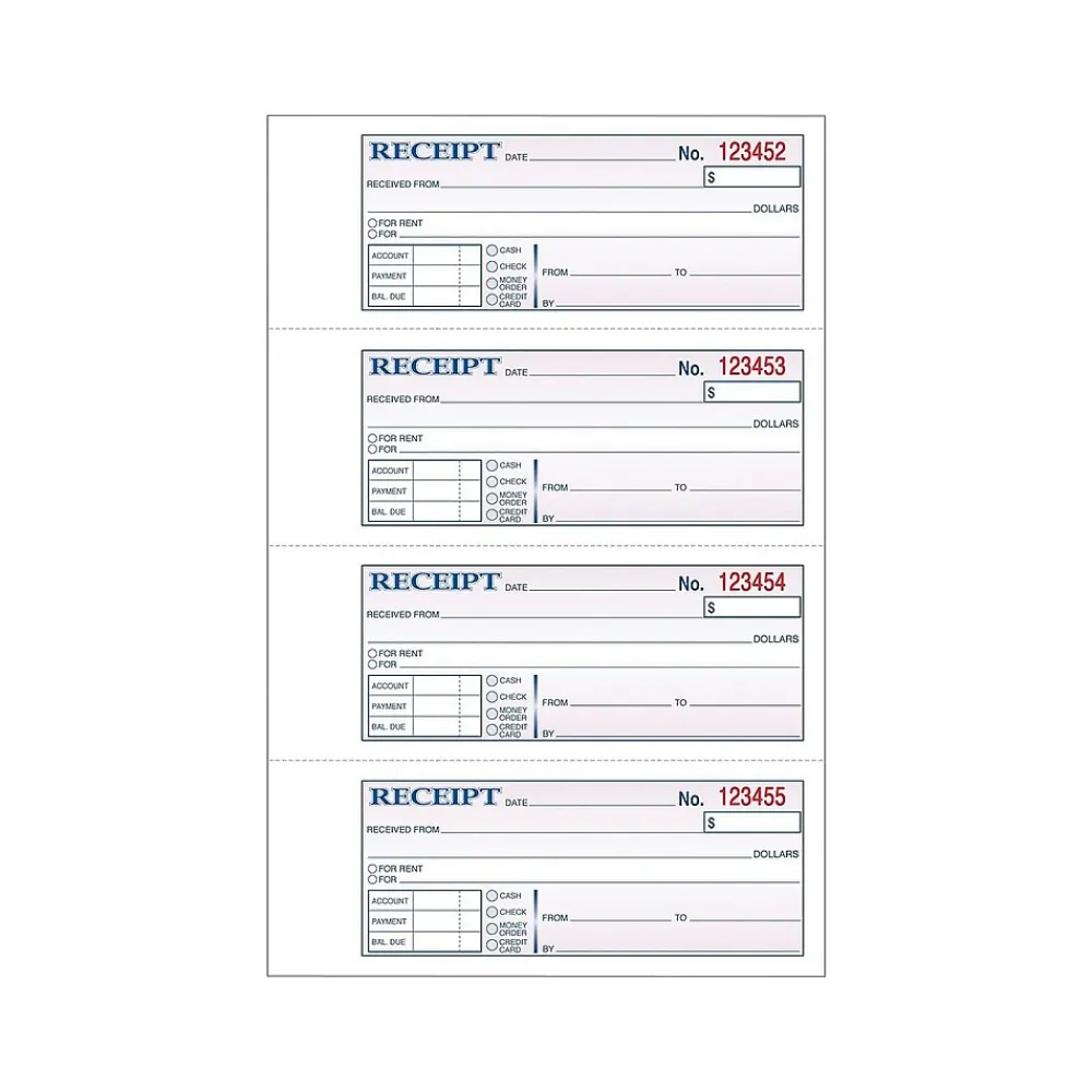 Accounting & Record Journals*Adams 3-Part Carbonless Receipts Hardbound Book, 2.75"L x 7"W, 200 Forms/Hardbound Book (TCH1185)