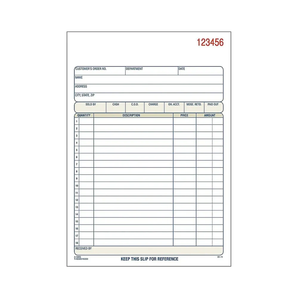 Business Forms*Adams 2-Part Carbonless Sales Orders, 8.44"L x 5.56"W, 50 Sets/Book (DC5805)
