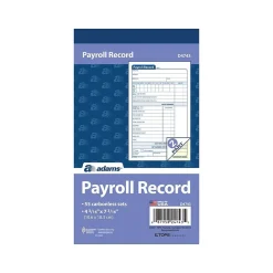 Hr Forms*Adams 2-Part Employee Payroll Record Book, Each (ABF D4743)