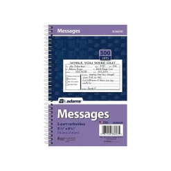 Notepads|Adams Phone Message Pad, 5.5" x 8.5", Ruled, White, 100 Sheets/Pad (SC8603D)