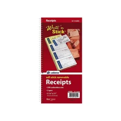 Accounting & Record Journals*Adams Write 'N Stick 2-Part Carbonless Receipts Book, 2.75" x 4.75", White, 200 Forms/Book (SC1152WS)