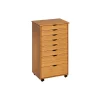 Storage Cabinets*Adeptus 40.28" Solid Pine Roll Cart with 8 Drawers, Medium Pine (76154)