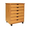 Storage Cabinets*Adeptus 25.43" Solid Pine Roll Cart with 6 Drawers, Medium Pine (76152)