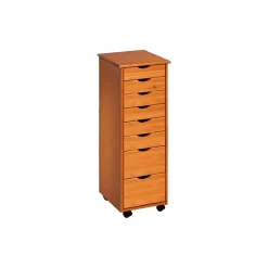 Storage Cabinets*Adeptus 40.28" Solid Pine Roll Cart with 8 Drawers, Medium Pine (76156)