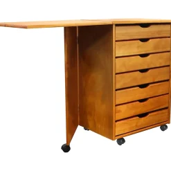 File Cabinets*Adeptus Drop Leaf 7-Drawer Vertical File Cabinet, Mobile, Specialty, Medium Pine, 15