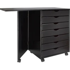 File Cabinets*Adeptus Drop Leaf 7-Drawer Lateral File Cabinet, Mobile, Specialty, Matte Black, 21.4