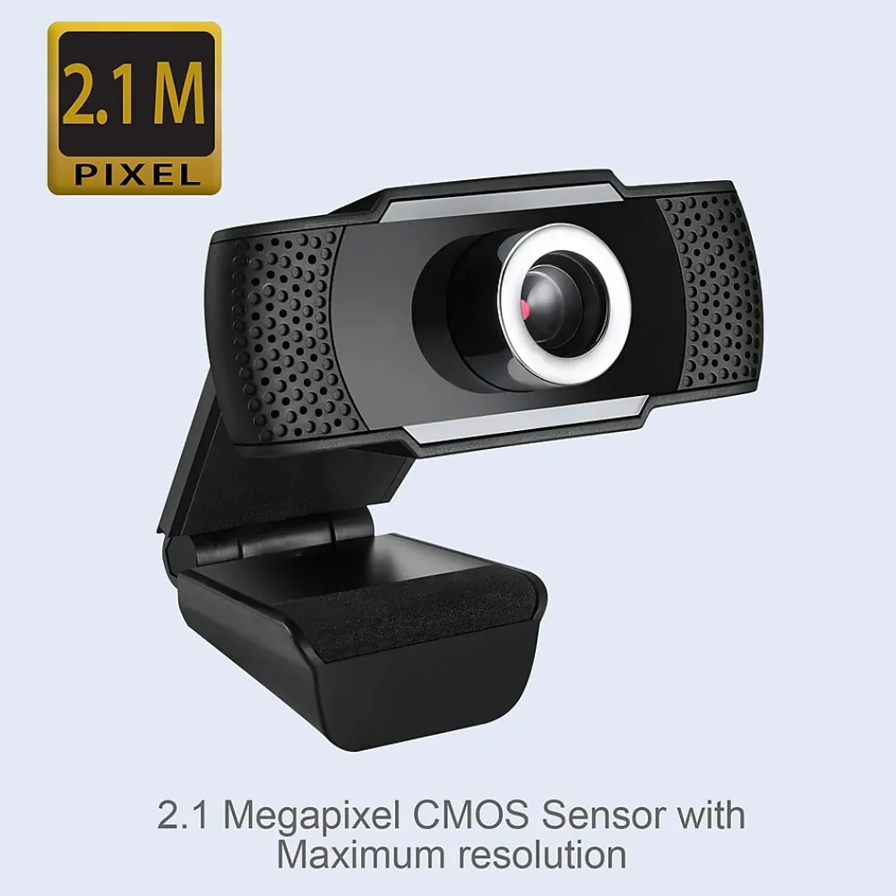 Adesso CyberTrack HD 1920 x 1080 USB Webcam with Built-in Microphone, TAA Compliant, 2.1 Megapixels, Black (CyberTrack H4-TAA)