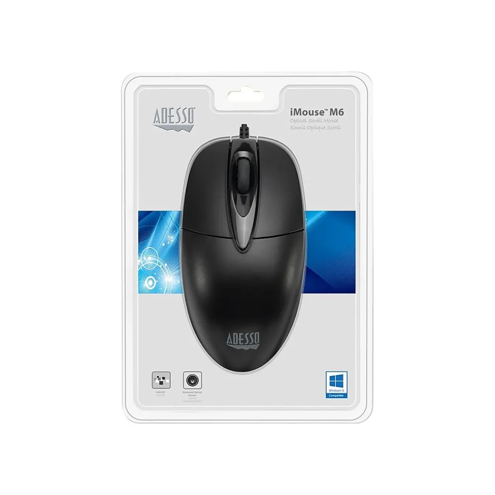 Clearance Adesso iMouse iMouseM6-TAA Optical Mouse, Black