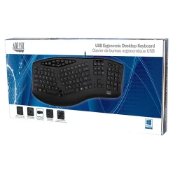 New Adesso Tru-Form Media Ergonomic Keyboard, Black (AKB-160UB)