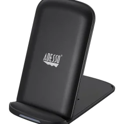 10W Max Qi-Certified 2-Coil Foldable Wireless Charging Stand for Qi Capable Devices, Black (AUH-1020)<Adesso Hot