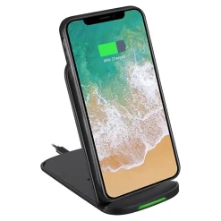10W Max Qi-Certified 2-Coil Foldable Wireless Charging Stand for Qi Capable Devices, Black (AUH-1020)<Adesso Hot
