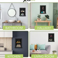 Shelving*AdirHome 1-Shelf Wood Bathroom Recessed Wall Shelf, 19