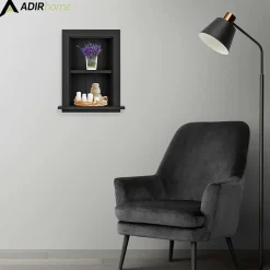 Shelving*AdirHome 1-Shelf Wood Bathroom Recessed Wall Shelf, 19