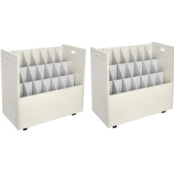 File Cabinets*AdirOffice 21-Slot Mobile Roll File, 28.5"H x 30"W x 15.75"D, White, 2/Pack (625-WHI-2PK)