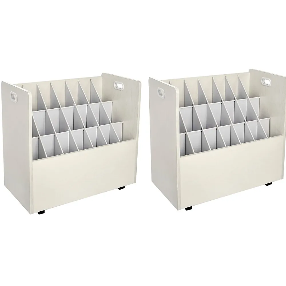 File Cabinets*AdirOffice 21-Slot Mobile Roll File, 28.5"H x 30"W x 15.75"D, White, 2/Pack (625-WHI-2PK)