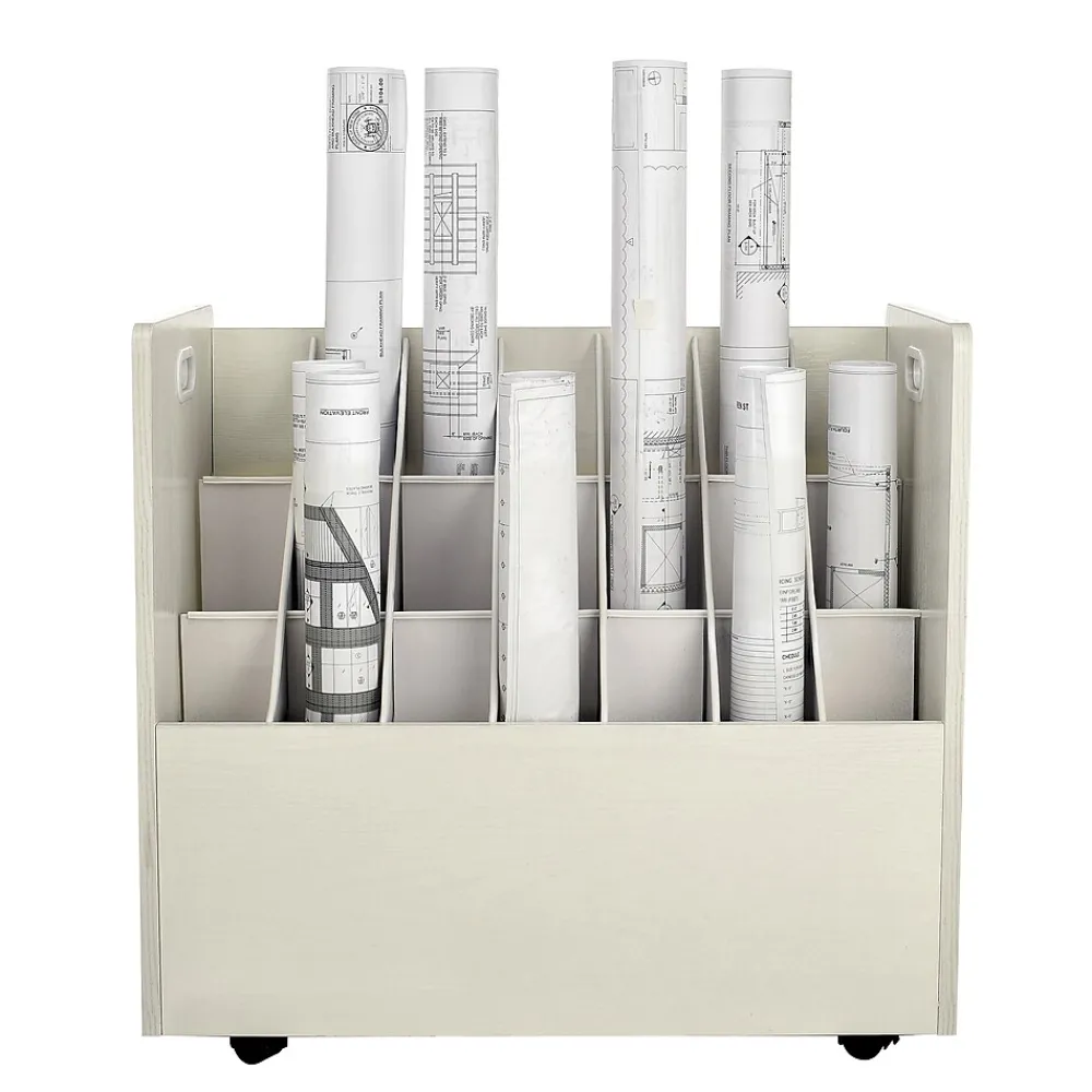 File Cabinets*AdirOffice 21-Slot Mobile Roll File, 28.5"H x 30"W x 15.75"D, White, 2/Pack (625-WHI-2PK)