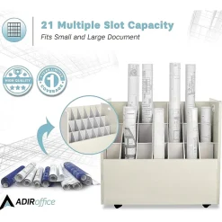 File Cabinets*AdirOffice 21-Slot Mobile Roll File, 28.5