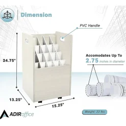 File Cabinets*AdirOffice 20-Slot Mobile Roll File, Lockable, 24.75