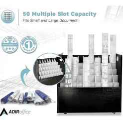 File Cabinets*AdirOffice 50-Slot Mobile Roll File, Lockable, 28.5
