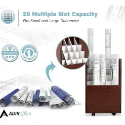 File Cabinets*AdirOffice 20-Slot Mobile Roll File, Lockable, 24.75