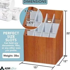 File Cabinets*AdirOffice 12-Slot Roll File Box, Walnut, 22