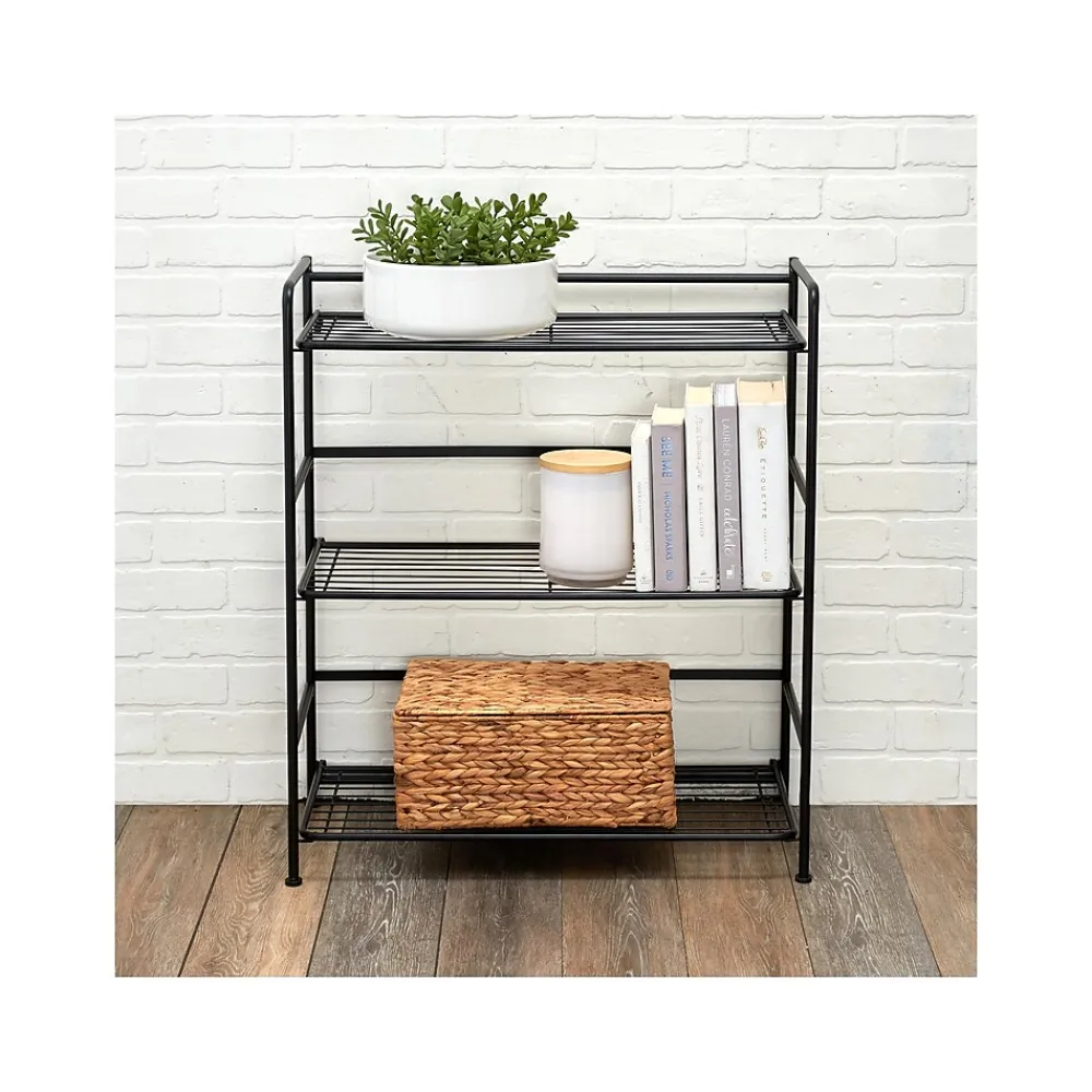 Shelving*Advantus FlipShelf 3-Shelf Steel Rack, 30.5" x 26.75" x 12", Black (38703)