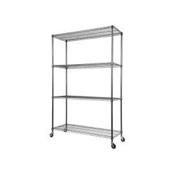 Shelving*Alera Complete 4-Shelf Metal Unit, 48"W, Anthracite Black (ALESW604818BA)