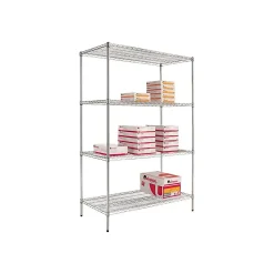 Shelving*Alera Industrial Wire Shelving Starter Set, 48"Wx18"D, Silver (SW504818SR)