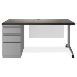 Computer Desks*Alera Modern Teacher Series 60"W Pedestal Desk, Charcoal Woodgrain/Gray (MSD6024CH)