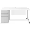 Computer Desks*Alera Modern Teacher Series 60"W Pedestal Desk, White/Silver (MSD6024WH)