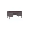 Office Desks*Alera 60"W Double Pedestal Desk, Mahogany/Charcoal (ALEHSD6030CM)
