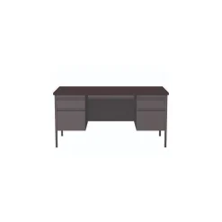Office Desks*Alera 60"W Double Pedestal Desk, Mahogany/Charcoal (ALEHSD6030CM)